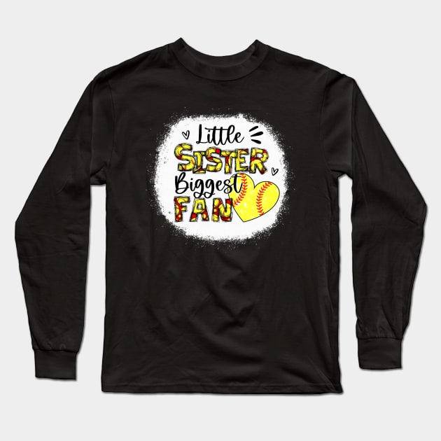 Softball Sister Shirt Little Sister Biggest Fan Long Sleeve T-Shirt by Wonder man 